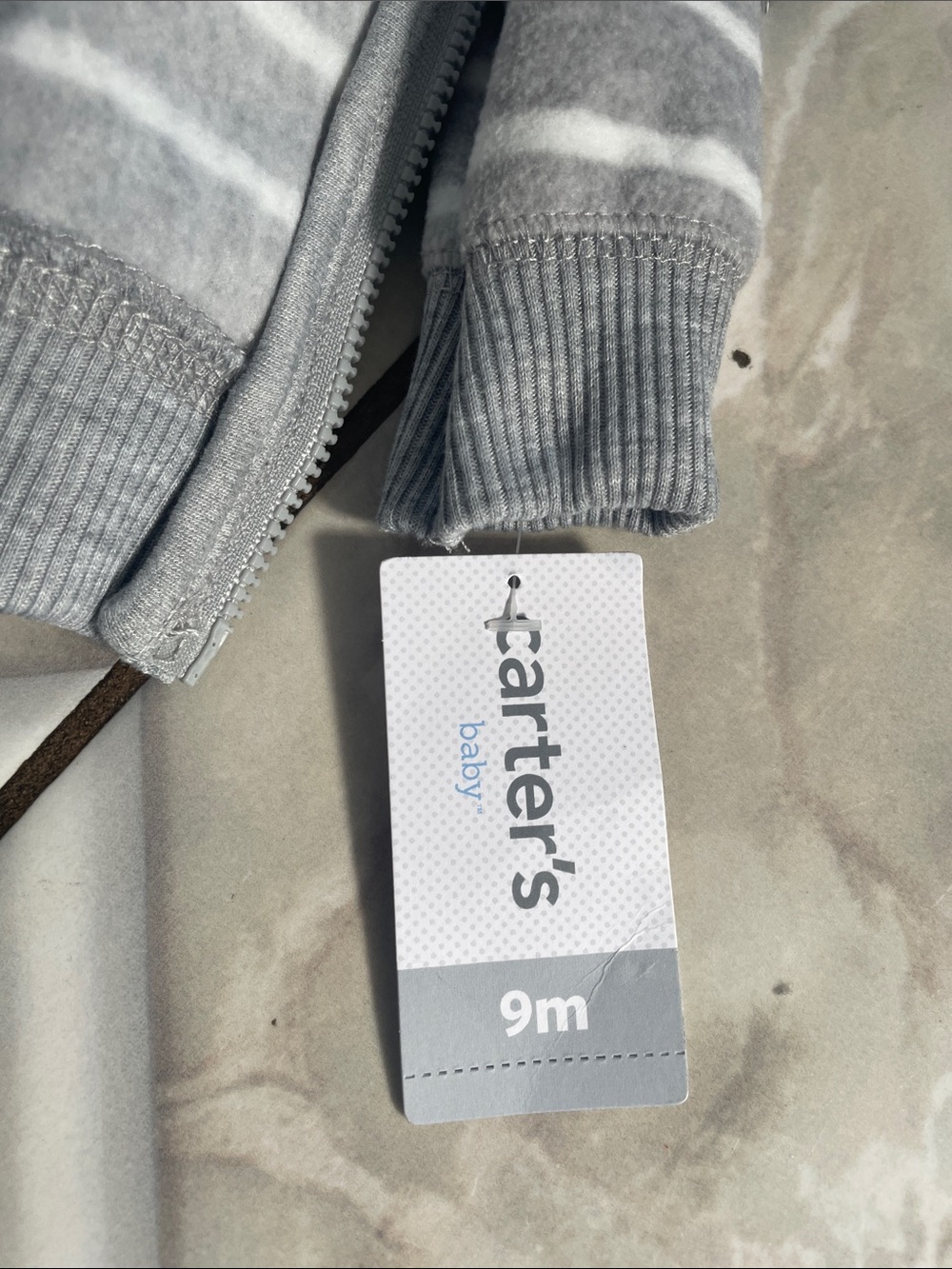 Carter's Gray and White Striped Zip Hoodie Set - Picture 4 of 5